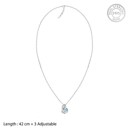 Silver Blue Angel Wings of Protection Necklace