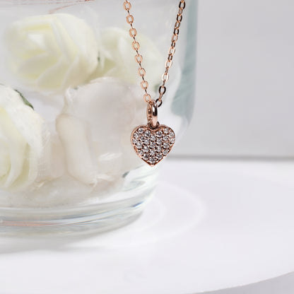 Rose Gold Little Heart Pendant With Link Chain