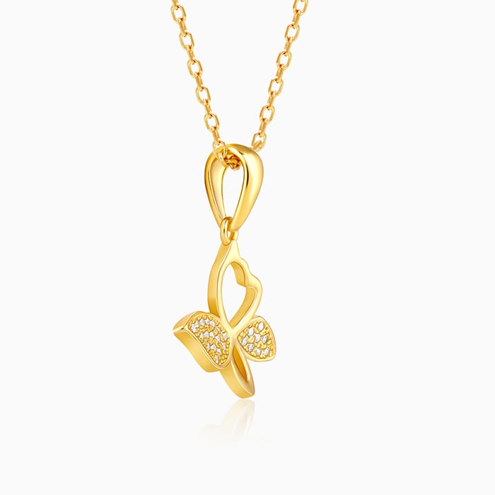 Golden Butterfly Bloom Pendant with Link Chain