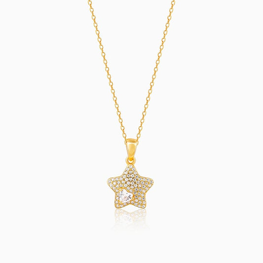 Golden Star of Love Pendant with Link Chain