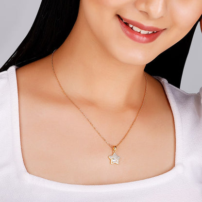 Golden Star of Love Pendant with Link Chain