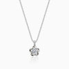 Silver Zircon Flower Pendant with Link Chain