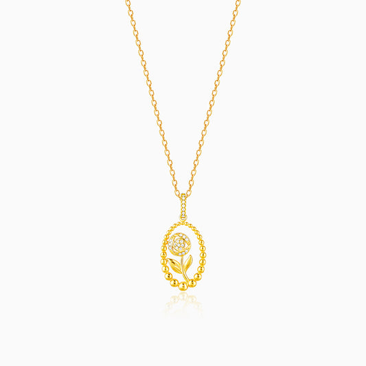 Golden Rosy Romance Pendant with Link Chain