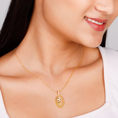 Golden Rosy Romance Pendant with Link Chain
