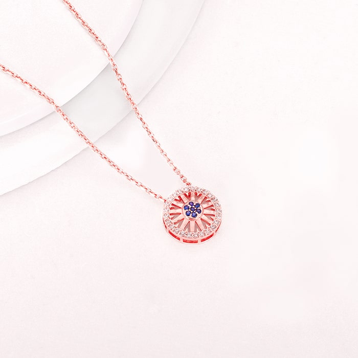 Rose Gold Glam Wheel Necklace