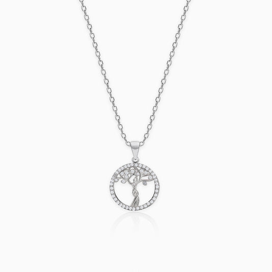 Silver Tree of Life Pendant with Link Chain