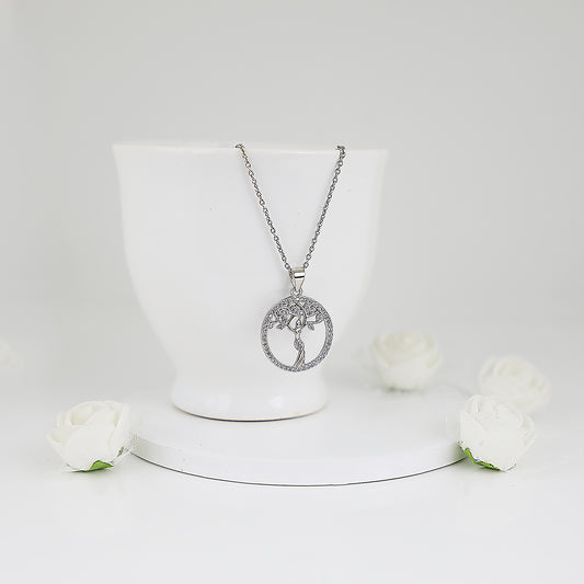 Silver Tree of Life Pendant with Link Chain