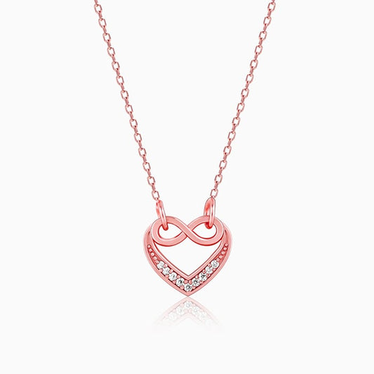 Rose Gold Infinite Love in Heart Necklace
