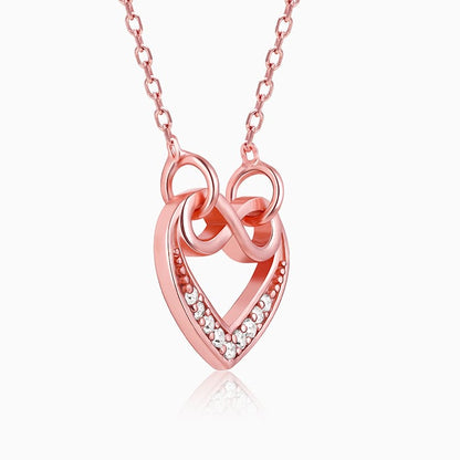 Rose Gold Infinite Love in Heart Necklace