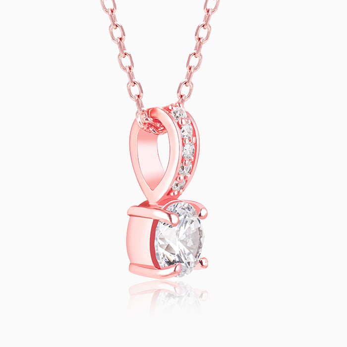 Rose Gold Classic Zircon Shine Pendant with Link Chain - view 4