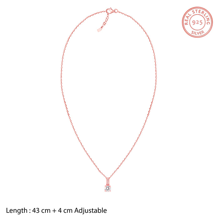 Rose Gold Classic Zircon Shine Pendant with Link Chain - view 6