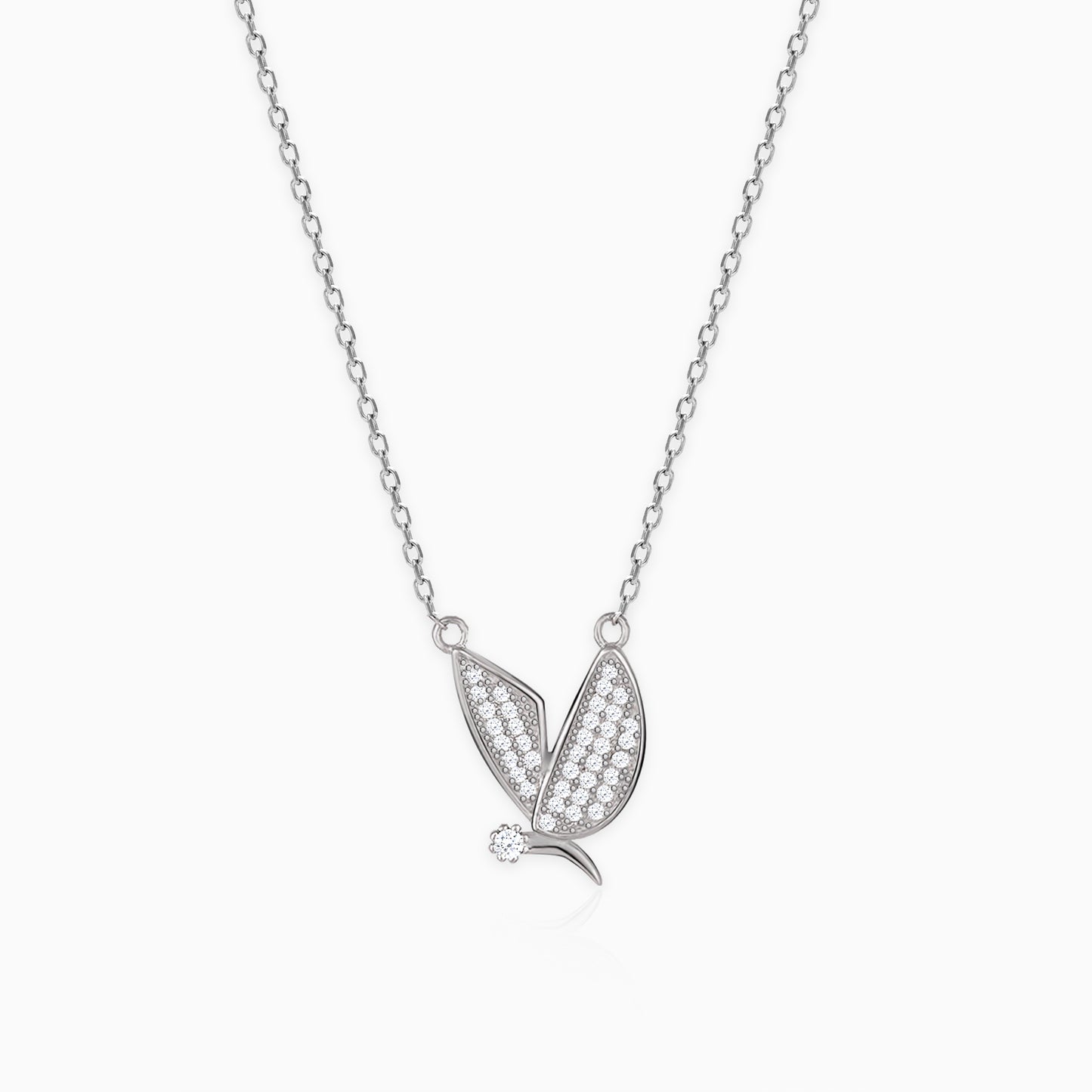 Silver Zircon Mockingbird Necklace