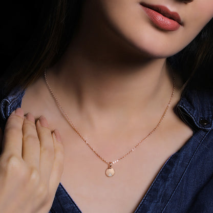 Rose Gold Pie Pendant with Link Chain