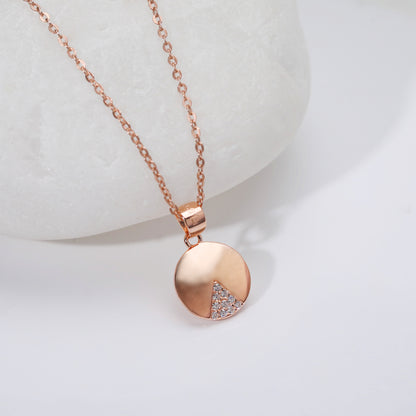 Rose Gold Pie Pendant with Link Chain