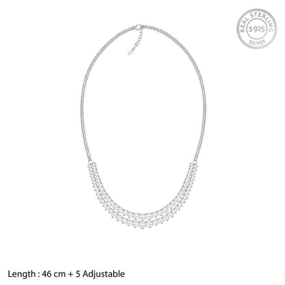 Silver Sparkling Solitaire Layered Necklace