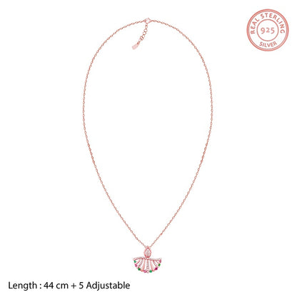 Rose Gold Multi Colour Pendant with Link Chain