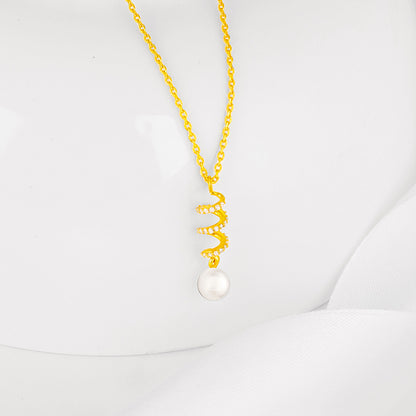 Golden Spiral Beauty Pendant with Link Chain