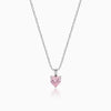 Silver Pink Heart Pendant with Link Chain