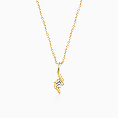 Golden Spark Solitaire Pendant with Link Chain