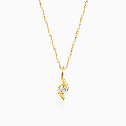 Golden Spark Solitaire Pendant with Link Chain