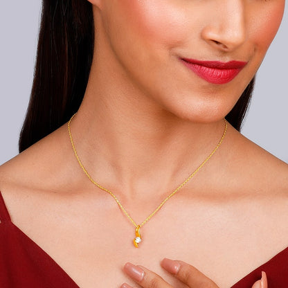 Golden Spark Solitaire Pendant with Link Chain