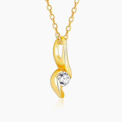 Golden Spark Solitaire Pendant with Link Chain