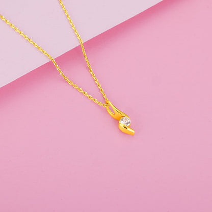 Golden Spark Solitaire Pendant with Link Chain