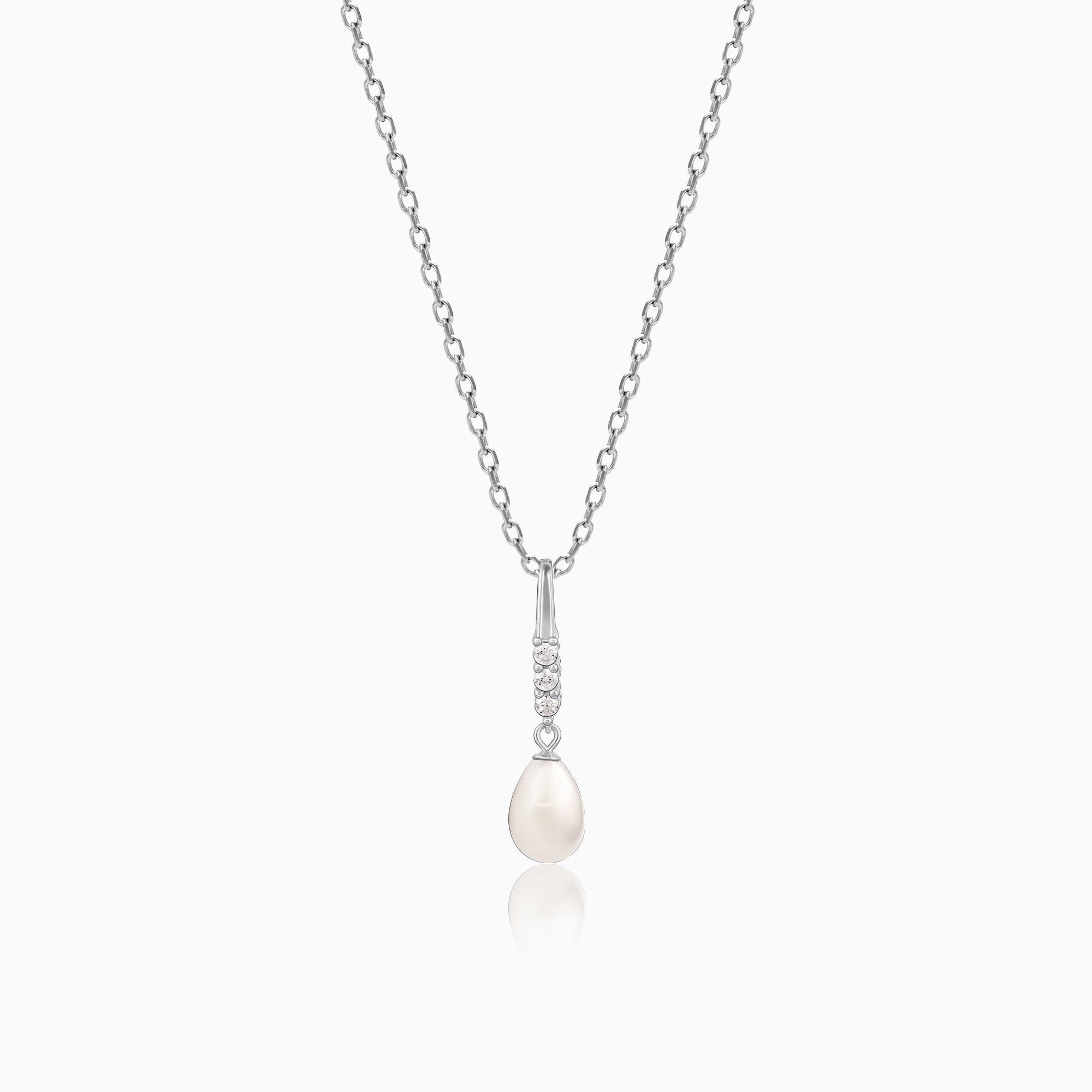 Anushka Sharma Silver Drop of Pearl Pendant with Link Chain - Image 1