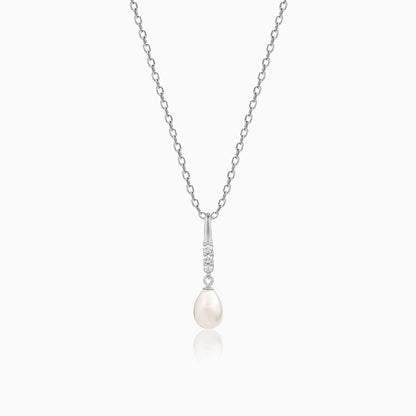 Anushka Sharma Silver Drop of Pearl Pendant with Link Chain