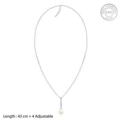 Anushka Sharma Silver Drop of Pearl Pendant with Link Chain