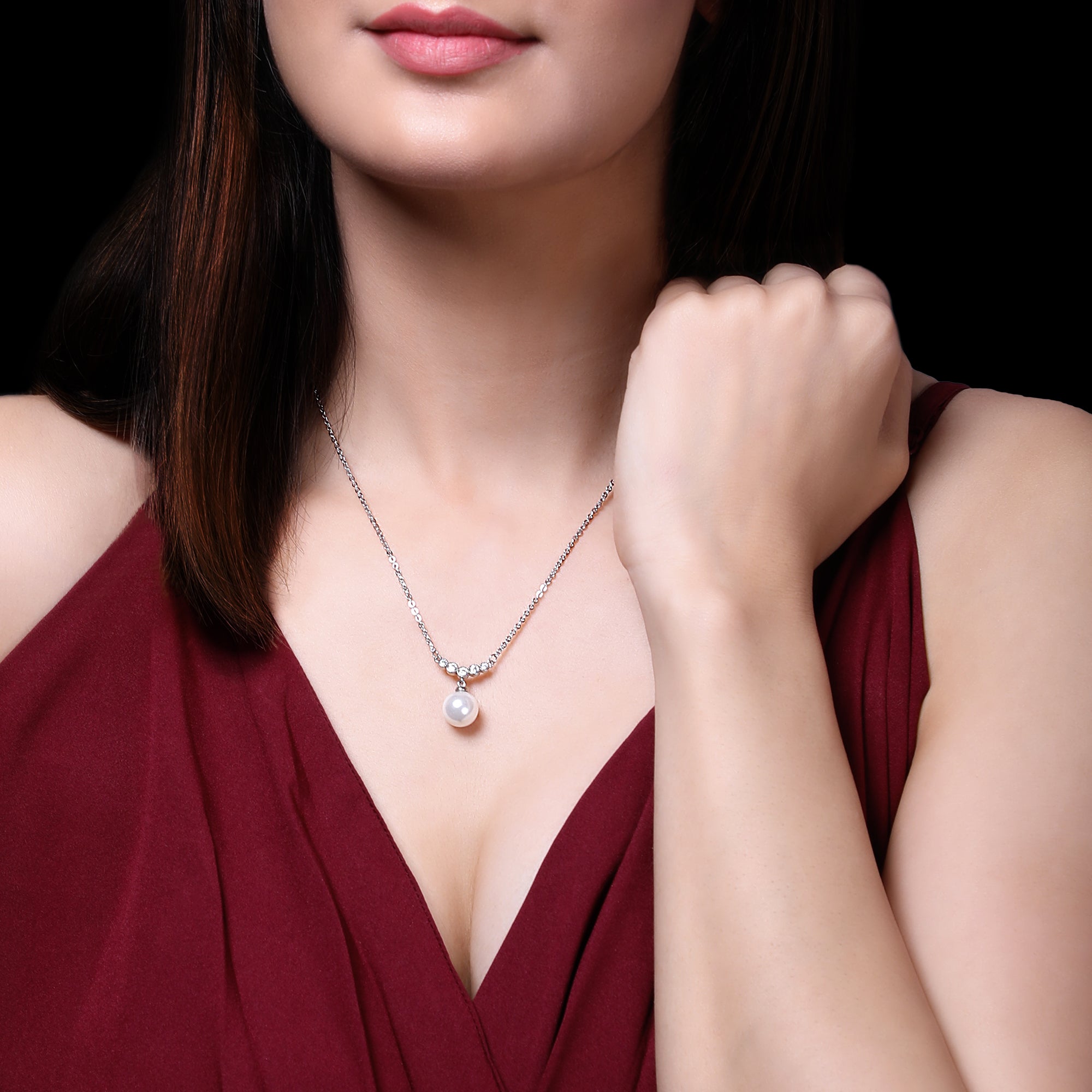 Silver Minimal Pearl Necklace - view 2