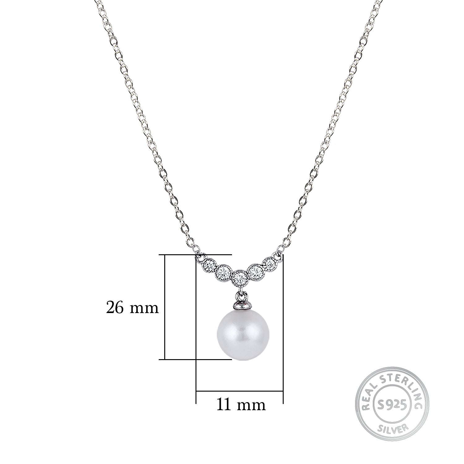 Silver Minimal Pearl Necklace - view 4