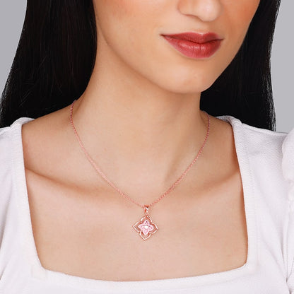 Rose Gold Mosaic of Taj Pendant with Link Chain