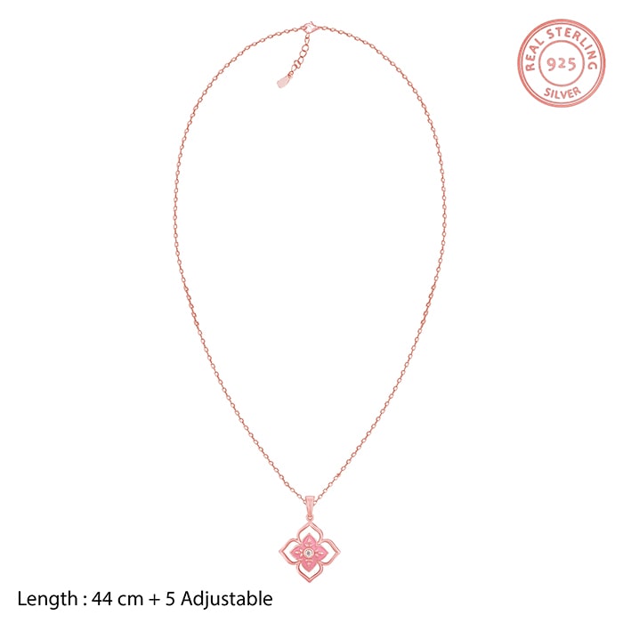 Rose Gold Mosaic of Taj Pendant with Link Chain
