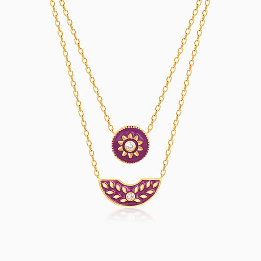Golden Tyrian Purple Double Layered Necklace