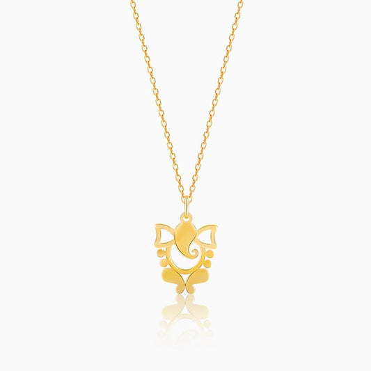 Golden Ganapati Silhouette Pendant with Link Chain