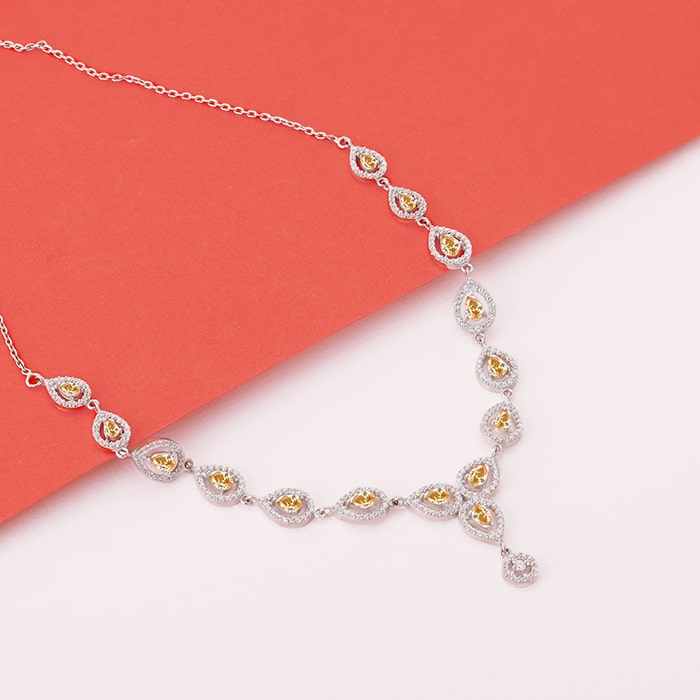 Silver Honey Stone Drop Necklace
