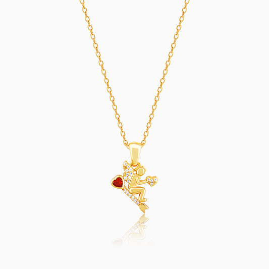 Golden Cupid Pendant with Link Chain