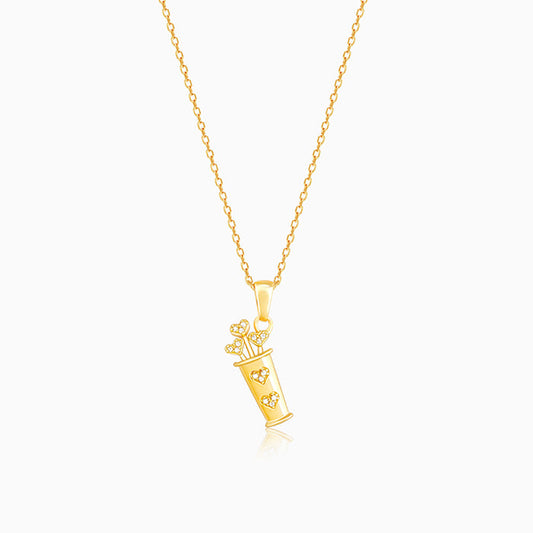 Golden Cupid's Quiver Pendant with Link Chain