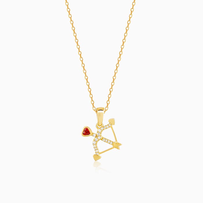 Golden Arrow of Love Pendant with Link Chain