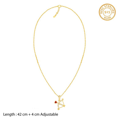 Golden Arrow of Love Pendant with Link Chain
