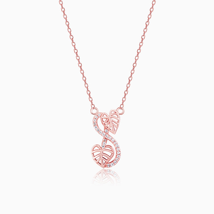 Rose Gold Intertwined Leaves Necklace
