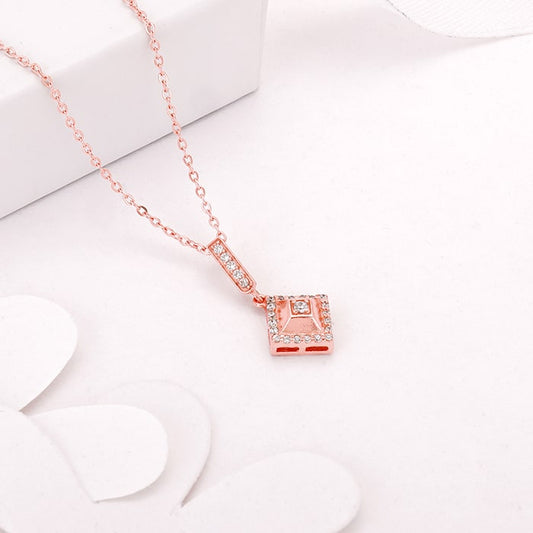 Rose Gold Gorgeous Signature Pendant with Link Chain
