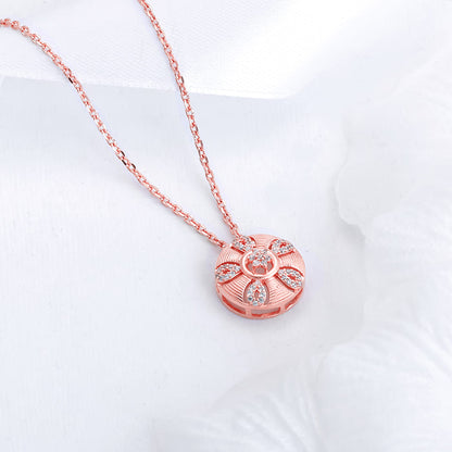 Rose Gold Vinca Pendant with Link Chain