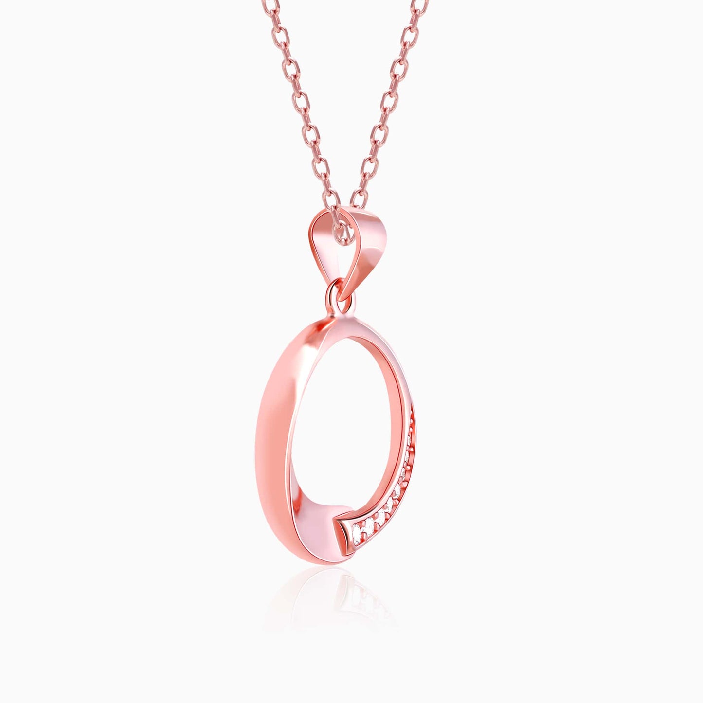 Rose Gold Circle of Love Pendant with Link Chain