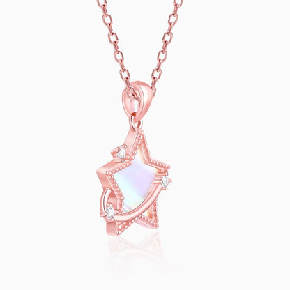 Rose Gold Starry Pendant with Link Chain