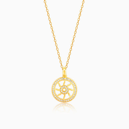 Golden Wheel Of Life Pendant with Link Chain