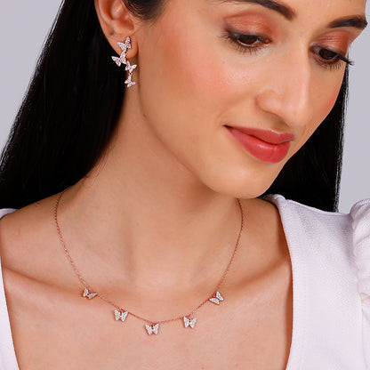 Rose Gold Wavering Wings Butterfly Set