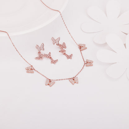 Rose Gold Wavering Wings Butterfly Set