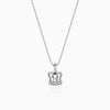 Silver Zircon Queen's Crown Pendant with Link Chain
